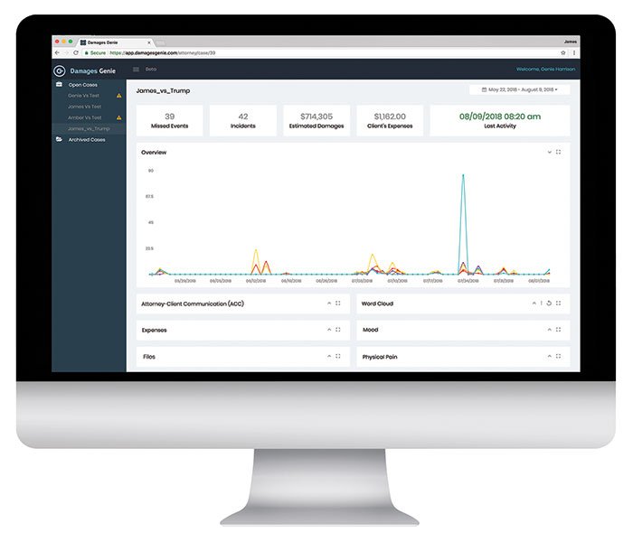 Damages Genie Attorney Dashboard for General Damages